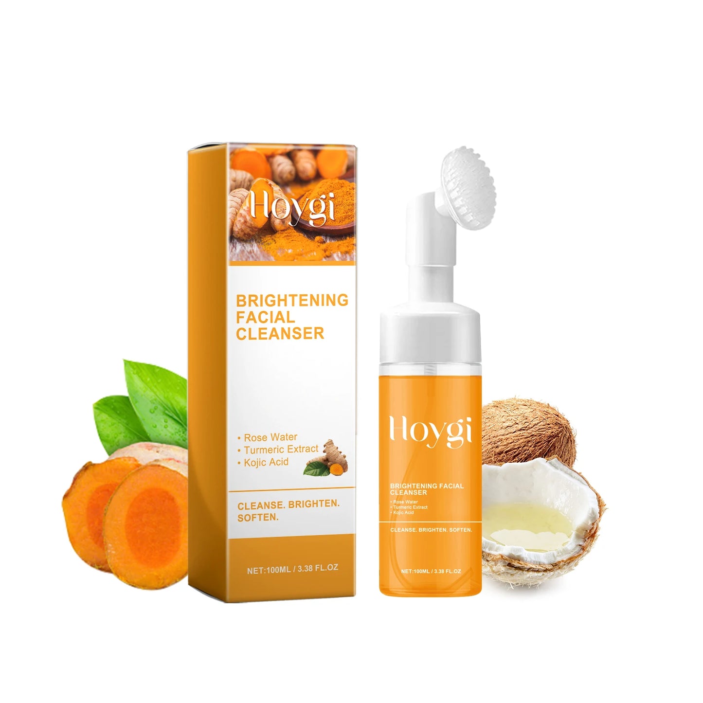 Limpiador facial espumoso de cúrcuma Hoygi™: limpieza profunda, piel radiante y limpia