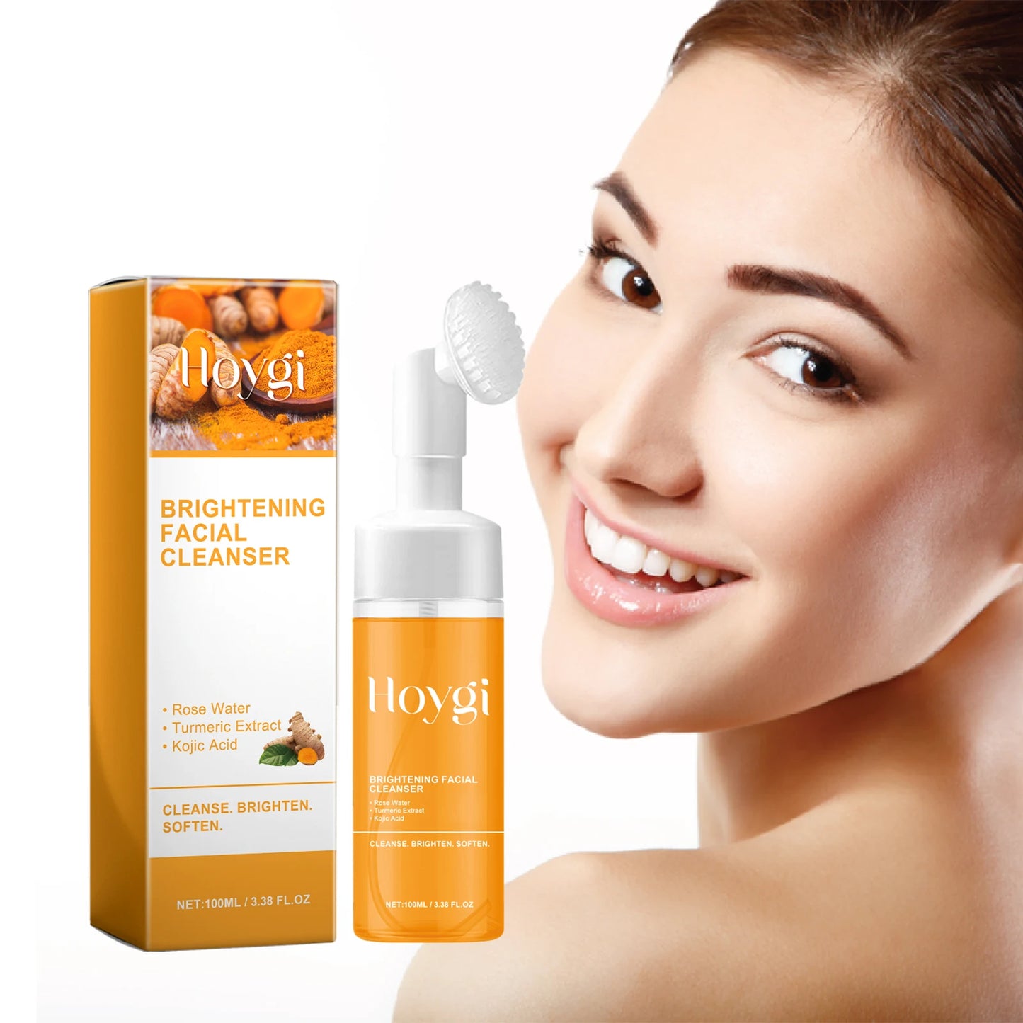 Limpiador facial espumoso de cúrcuma Hoygi™: limpieza profunda, piel radiante y limpia
